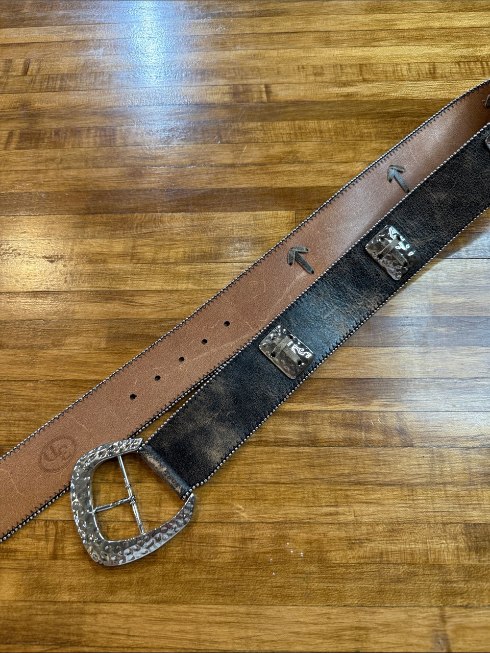 3D Leather Belt Thick with Crosses and large Buckle (15)
